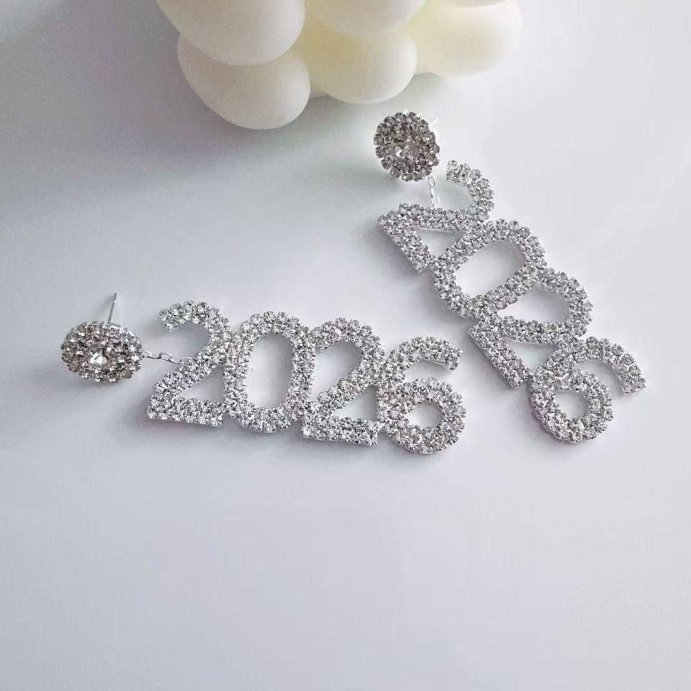Elegant Design 2026 Earrings Vintage Aesthetic Sophisticated Style Long Drop Earrings Shiny Rhinestone Digital Pattern