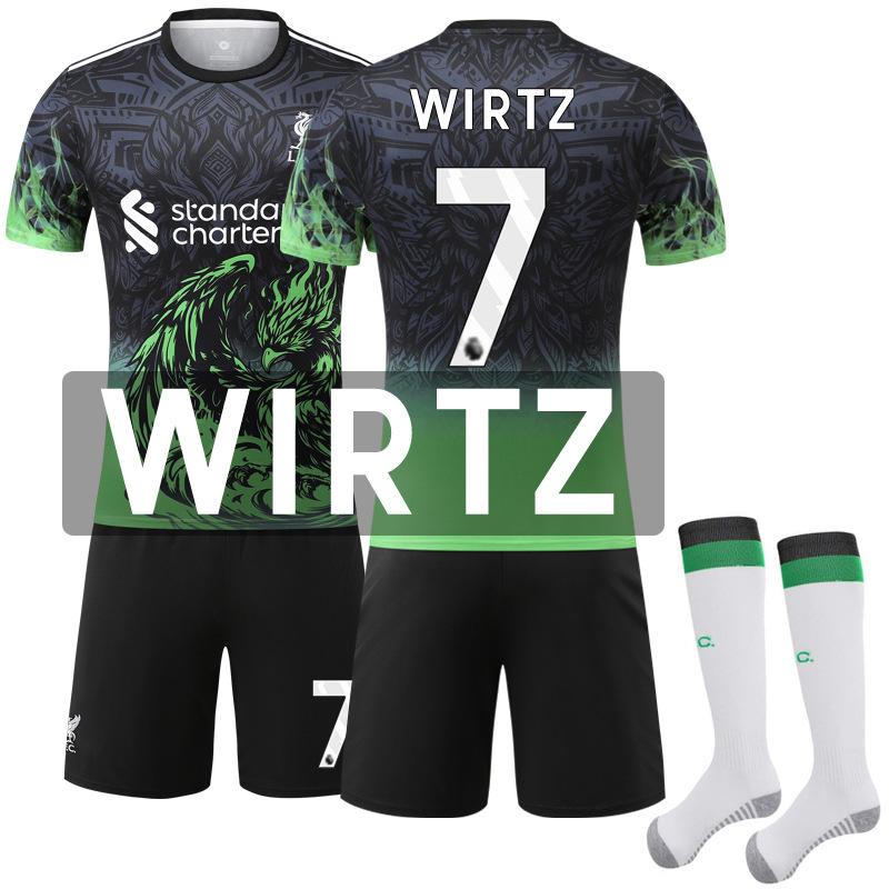 Klubové zelené přechodové tričko Wirtz Salah Liverpool Speciální pamětní edice Rychleschnoucí