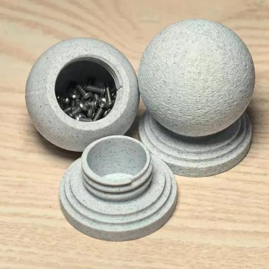 Yousheng Storage Box Compact Spherical Design Portable with Imitation Stone Texture 3D Printed Organizer for Desk And Entryway
