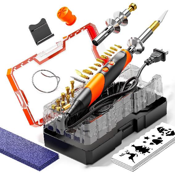 Wood Burning Kit Professional Pyrography Wood Burning Tool, Wood Burner Kit with Accessories for Embossing Carving DIY Adults Crafts Beginners