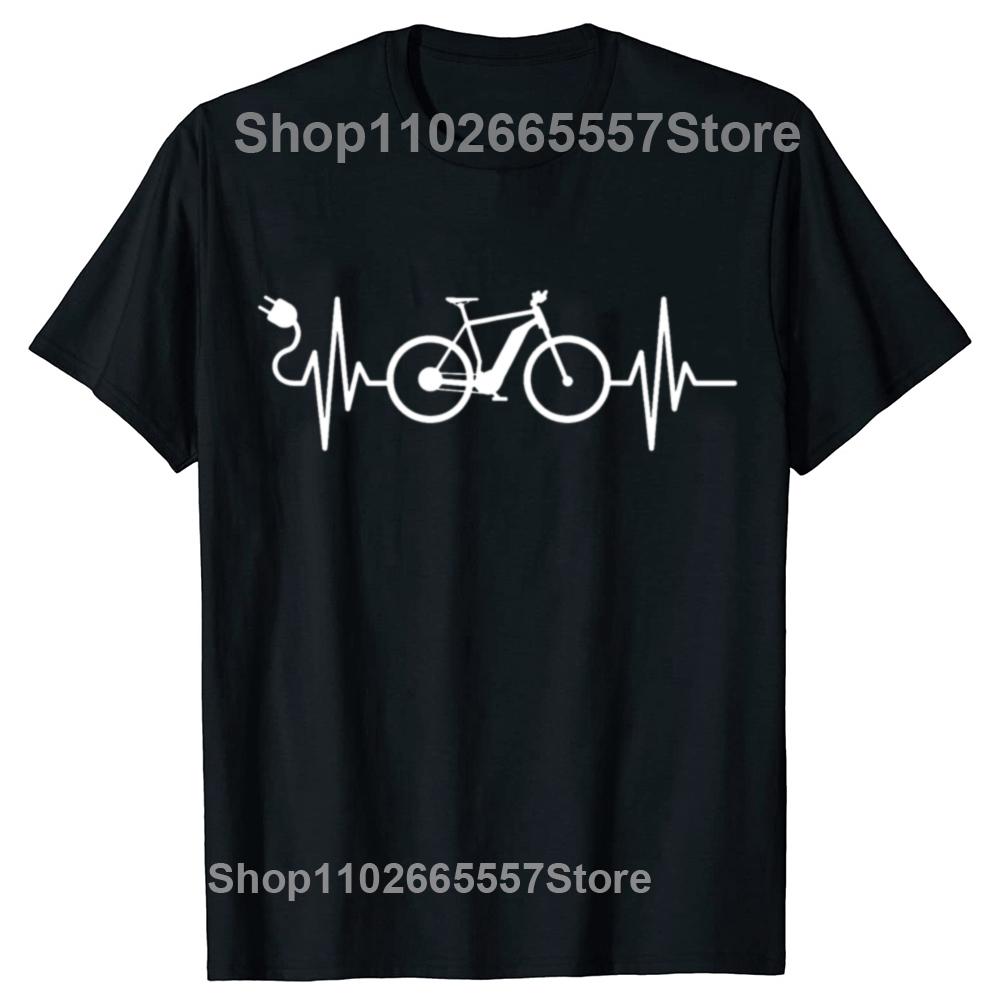 Funny Cycling Electric Bicycle Cyclist EBike Graphic Tshirts Men Womens Fashion Casual 100 Cotton Loose Oversized T Shirt