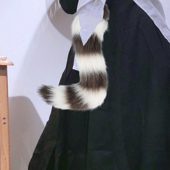 Cosplay Fake Fox Tail Soft Fuzzy Plush Banded Contrast Color Adjustable Waist Circumference Elastic Band Performance Club Dance Paty Costumes