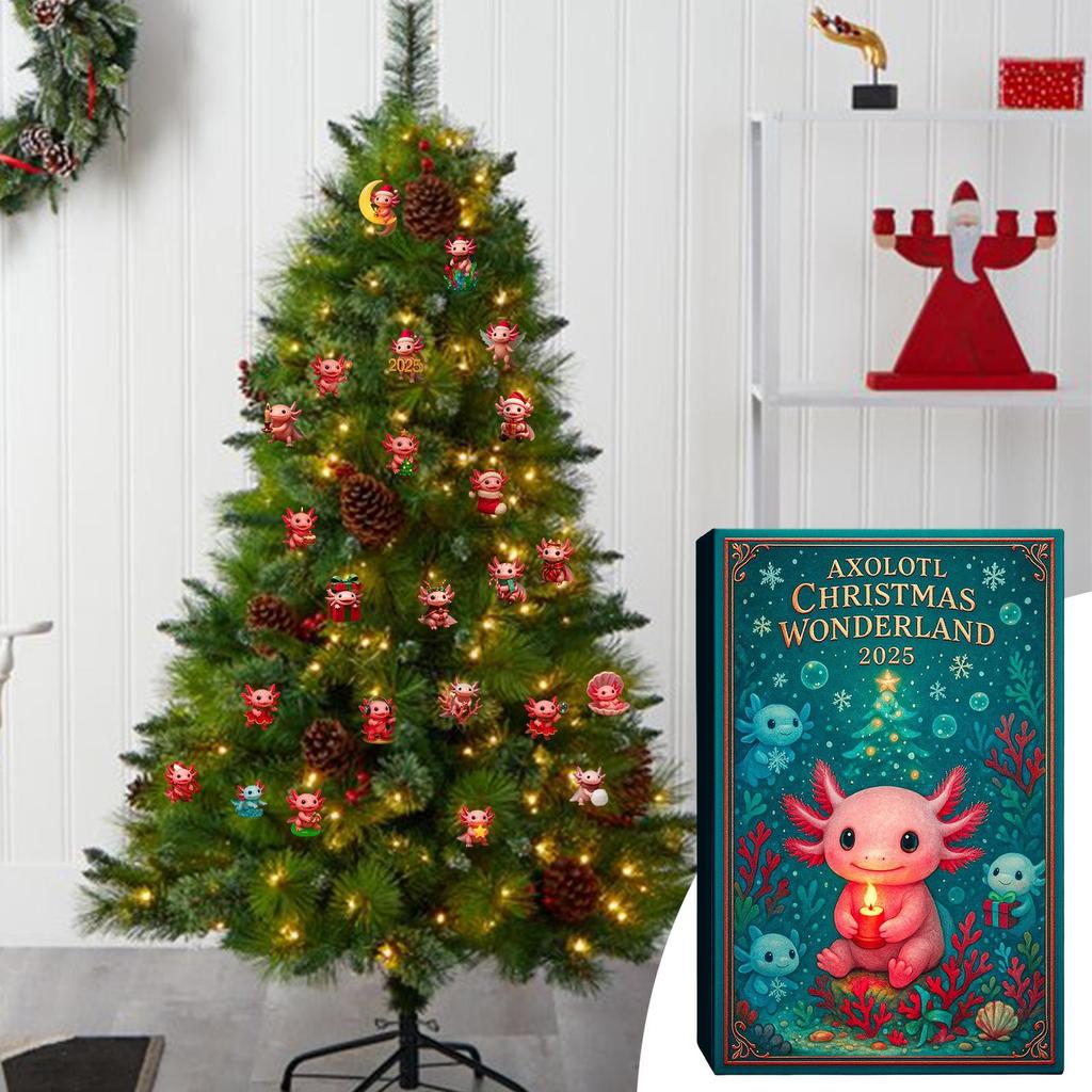 2D pink Salamander Advent Calendar 24 Acrylic 2D Salamander Figurine Pendant 24 Days Christmas Countdown Calendar Christmas Gift