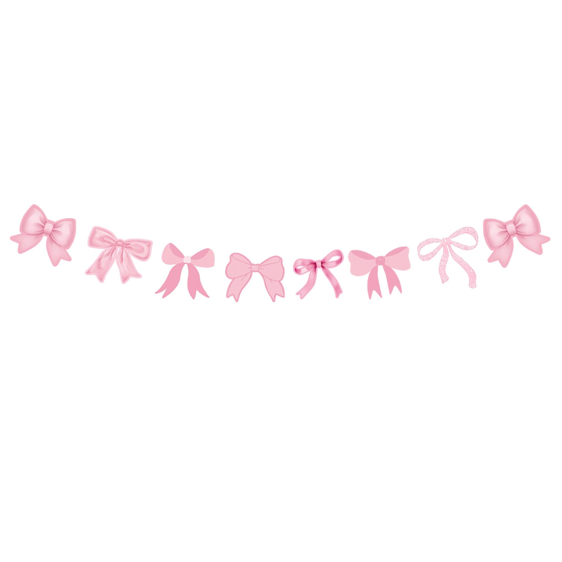 Rosa Schleife Geburtstags- und Valentinstags-Party-Dekorationsset mit Spiral-Wimpelkette und Ballons pink