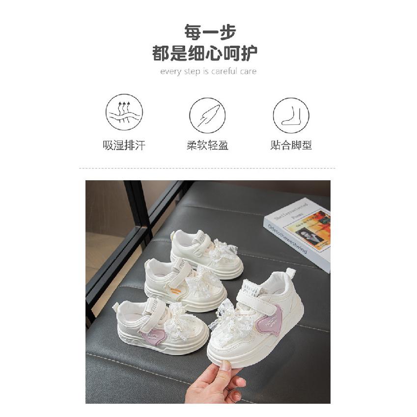 Girls' Sneakers Spring and Autumn New Children's White Shoes Leather Panel Shoes Flat Breathable Running Shoes Trendy