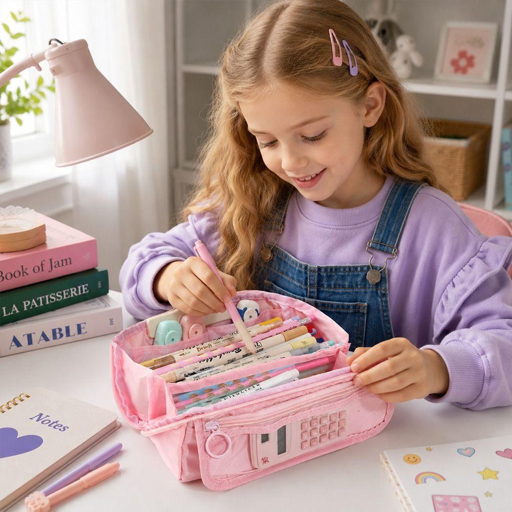 Large Capacity Pen Bag Back To School Stationery Organizer Portable Pencil Case  Gift