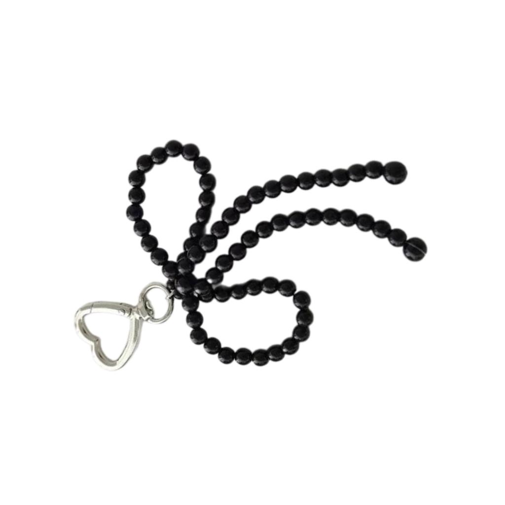 Bowknot Heart Pendant Keychain Beaded Phone Charm Detachable Bow Phone Lanyard Handmade Keyring Jewelry for Wallet Bags