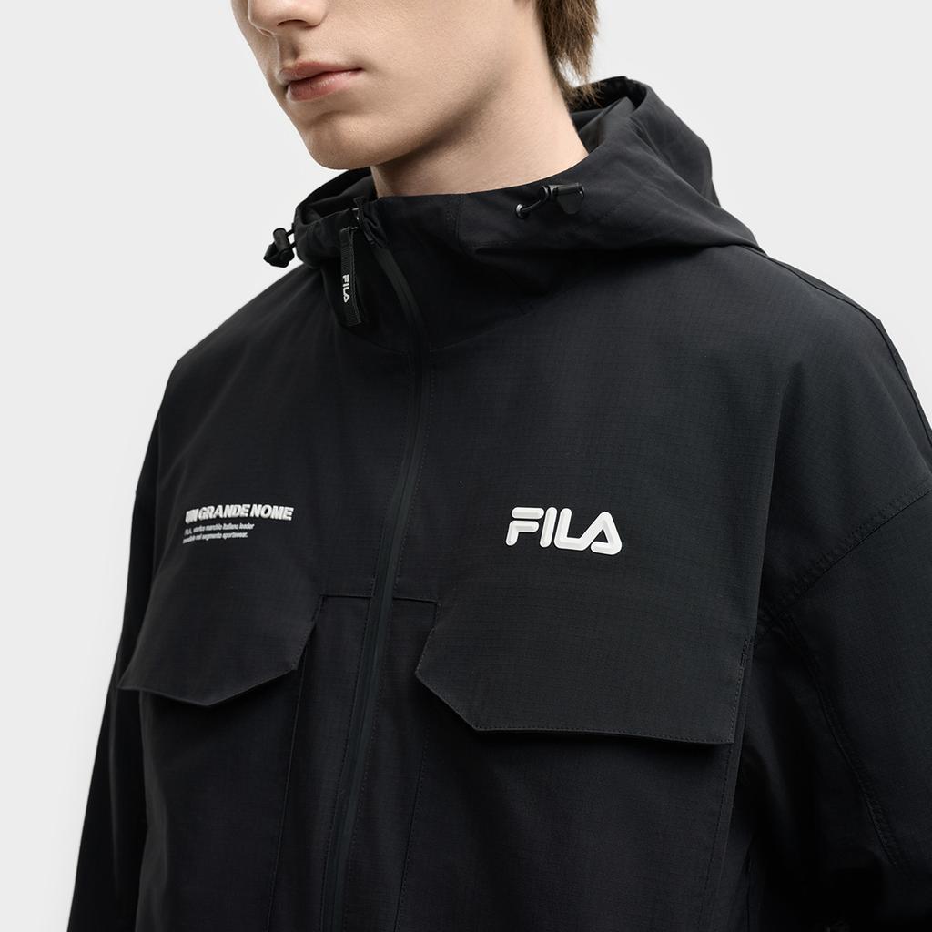 Fila Original Fashion Simple Personality Trendy Versatile Casual Comfortable Loose Letter Brand Logo Woven Hooded Jacket Men Jackets F11M539704FBK