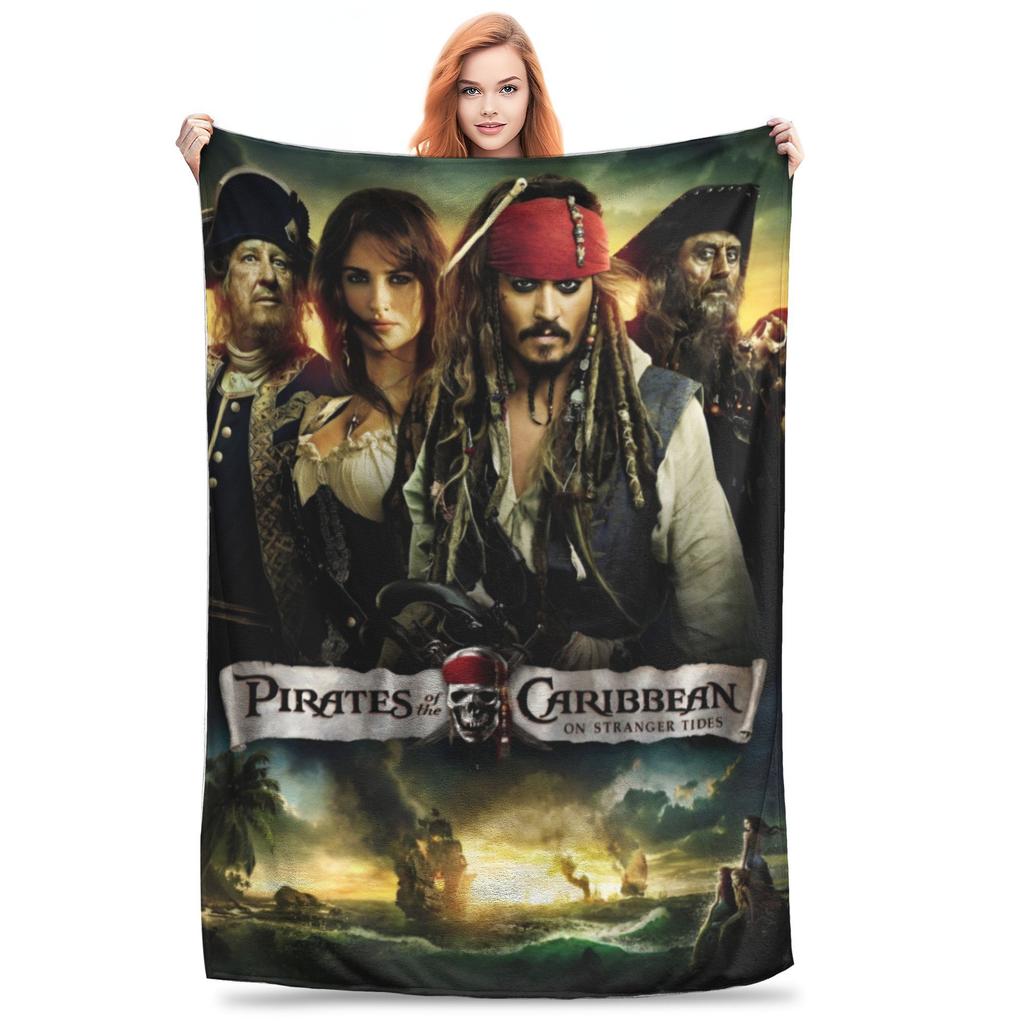 Piráti z Karibiku: Na vlnách osudu Flanelová deka Jack Sparrow Deka pro domácí pohovku Měkká Venkovní Multifunkční