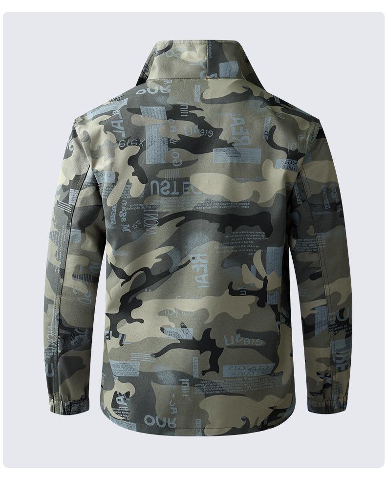 Men's Camouflage Workwear Set, Wear-Resistant Polyester-Cotton with Reflective Strips, Thickened for Spring & Autumn Outdoor Use