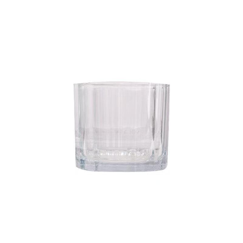 Thickened European Stripe Glass Candle Jar with Arched Bottom