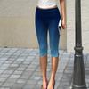 Women’s Slim Fit Printed Ruched Capris Pants Stretchy High Waist Cropped Trousers for Casual and Daily Wear
