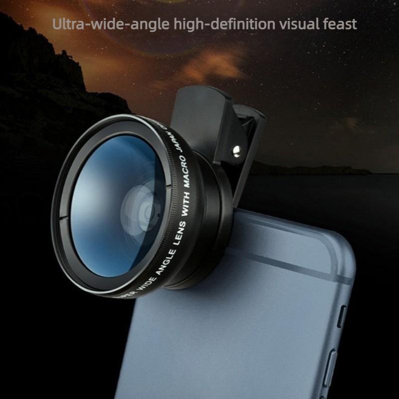 0.45x Ultra-wide-angle + Macro Lens, Universal Clip for Mobile Phones, High-definition Wide-angle Lens, External Camera for SLR Cameras.