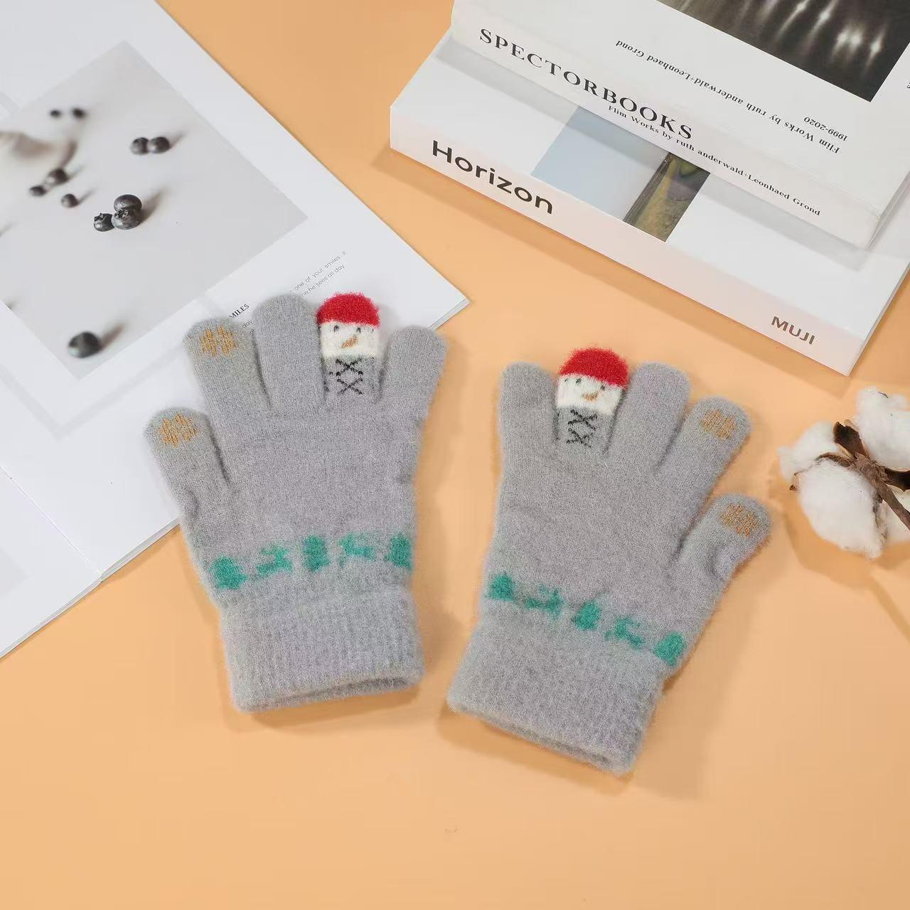 

Cross-Border Winter Snowman Fingerless Gloves: Thick, Knitted, Touchscreen-Friendly, Cold-Proof for Outdoor Riding One Size сірий колір
