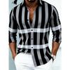 Nouvelle chemise à manches longues pour homme Mode décontractée Impression rayée 3D Chemise de haute qualité Haut à manches longues à boutonnage simple