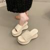 High-heeled slippers women's summer outer wear 2025 new high-end matching skirt heightened thick-soled one-word slippers silver cool slippers