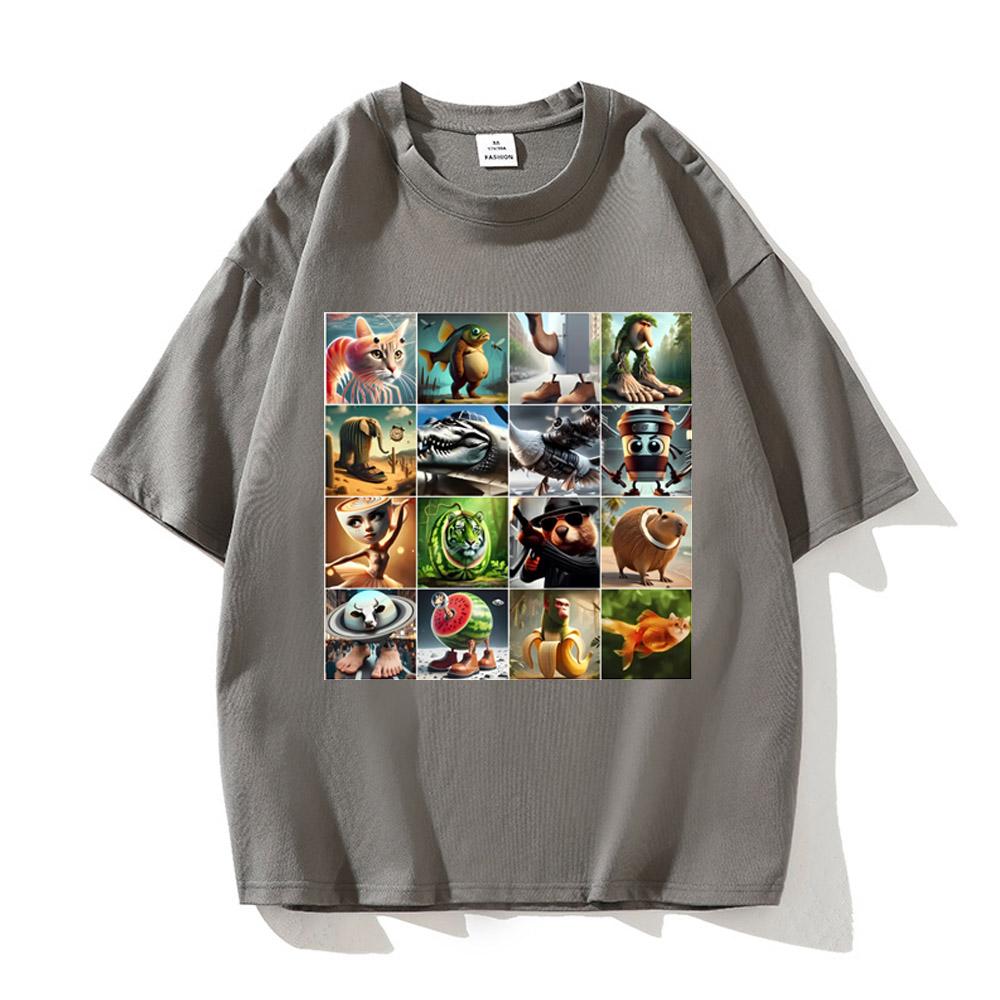 Brainrot Meme Italian for Men Women T-Shirt Brain Rot-style Imitation Art Y2k High Quality Cotton Graphic Tee