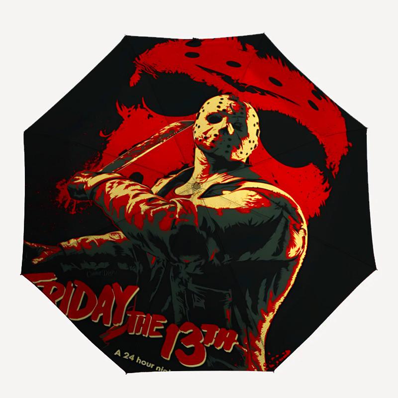 

1pc Friday The 13th Horror Automatic Folding Umbrella, 8 Ribs for All-Season Use, Portable for Travel & Outdoor Activities052