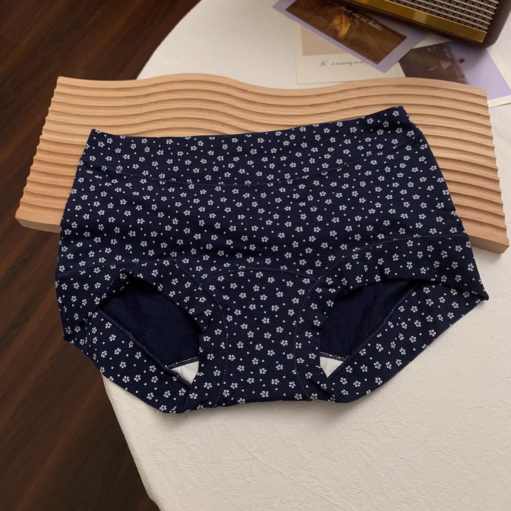 Plus Size Women's Spring Summer Floral Cotton 10A Antibacterial Extended Crotch Hip Mid Waist Flat Angle Briefs