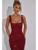 Elegant 2025 Sequin Rhinestone Bodycon Evening Dress with Double Shoulder Strap