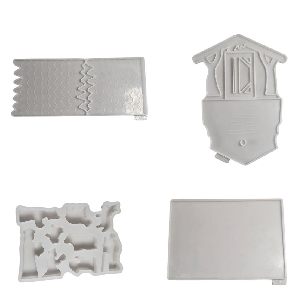Flexible Silicone Mold Nativity House Decoration Making Mould Temperature Resistant Gypsum Mould for Desk Ornament