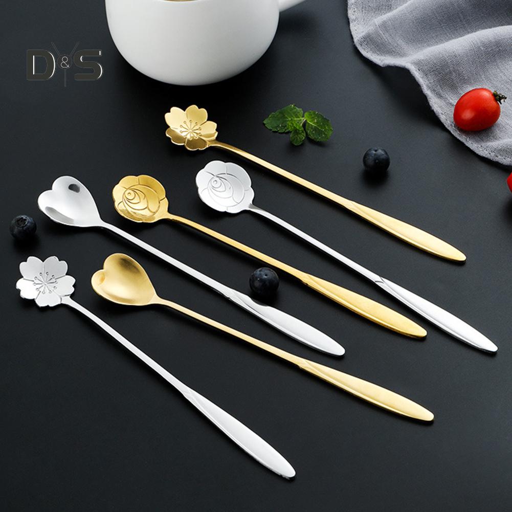 Long Handle Ice Cream Dessert Coffee Mixing Spoon