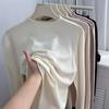 Early Spring New Extra Large Size 0kg Hemmed Semi-turtleneck Knitted Bottoming Shirt Women