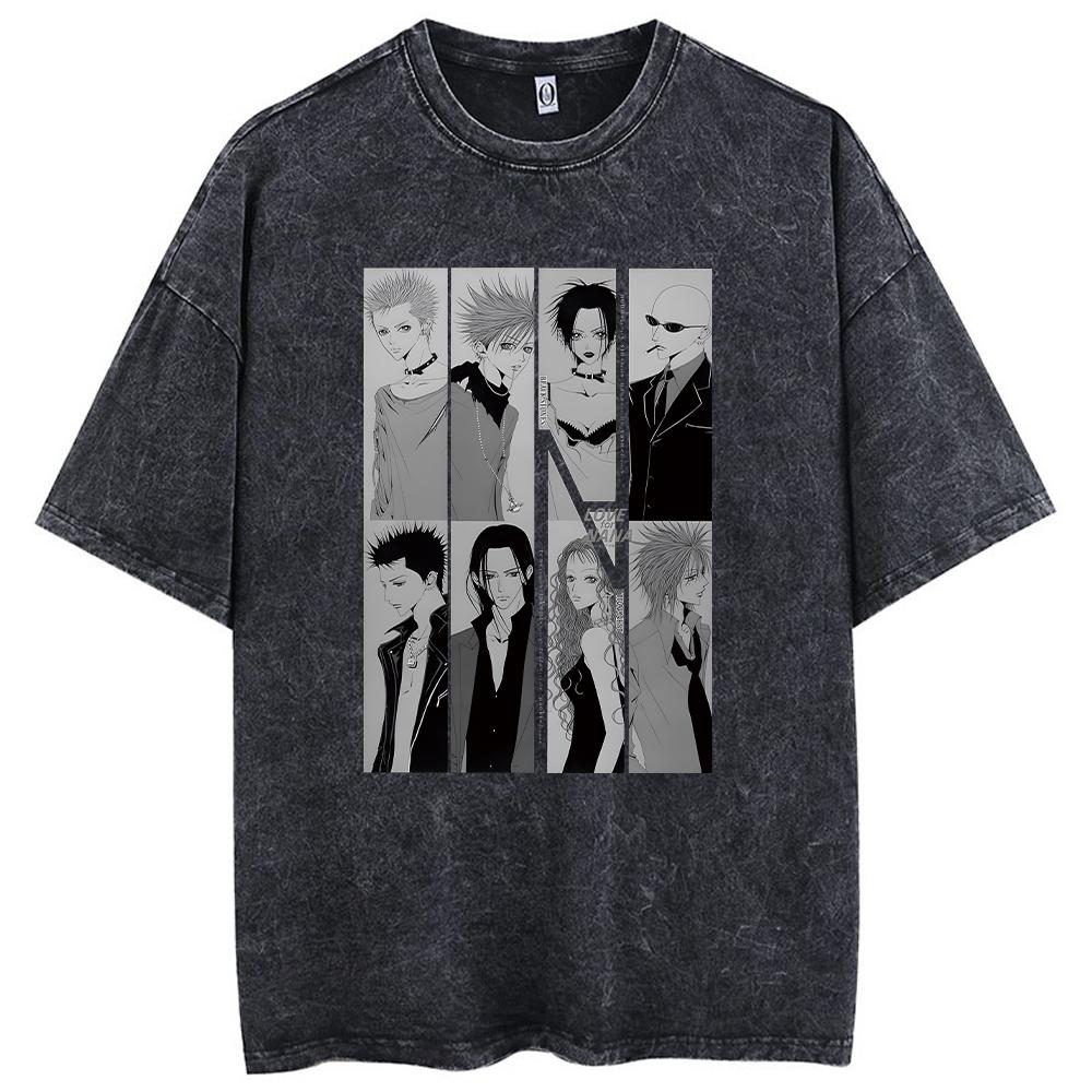 Gotická nadměrná trička Y2k Prané retro tričko Potisk lebky a nápisů Trička Volné tričko s krátkým rukávem pro muže a ženy