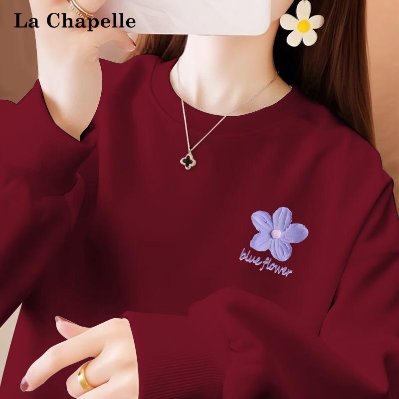 La Chapelle Women s Round Neck Floral Print Sweatshirt L