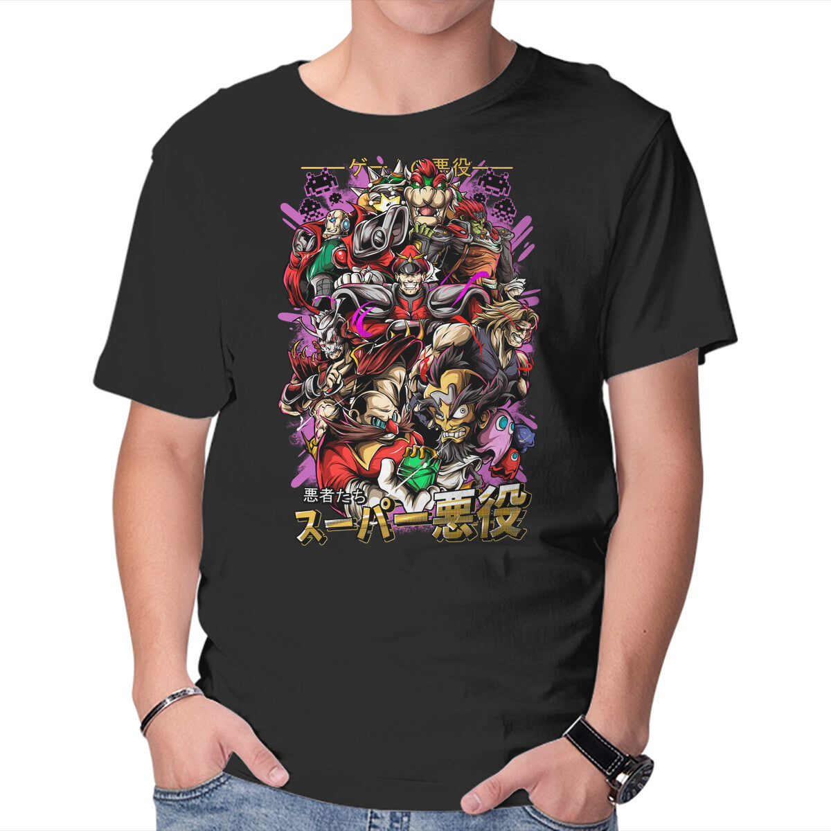 Unisex Crew Neck T-Shirt Retro Villains Graphic Short Sleeve Casual Tee M