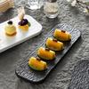 Rectangular Black & White Ceramic Sushi and Dessert Plate