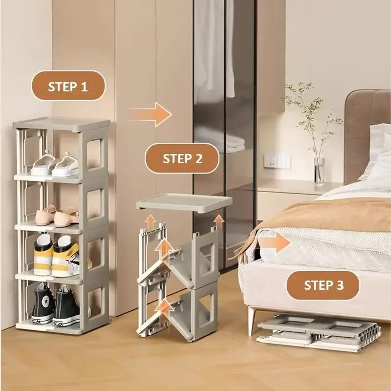 Stackable Shoe Hanger Rack Foldable Storage Rack Multiple Layers Shoe Organizer Sneaker Shoes Box Installation-free Shoe Cabinet