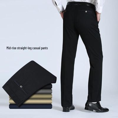 Pantaloni Casual de Vară din Bumbac pentru Bărbați – Ușori, cu Talie Medie, cu Picior Drept, Potriviți pentru Bărbați de Vârstă Mijlocie și Vârstnici