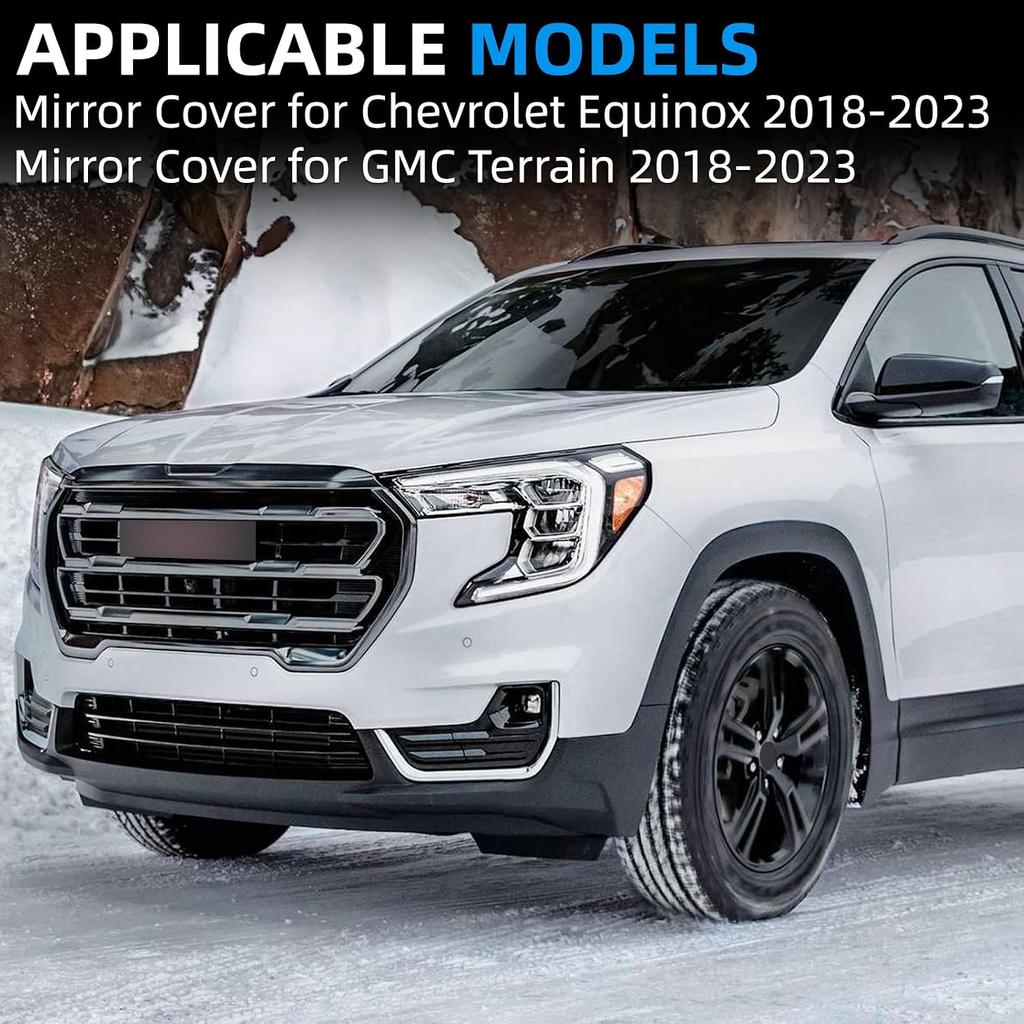 Driver Side Mirror Cover Replacement for Chevrolet Equinox 2018 2019 2020 2021 2022 2023, for GMC Terrain 2018-2023 - Left Side Mirror Covers, Rear