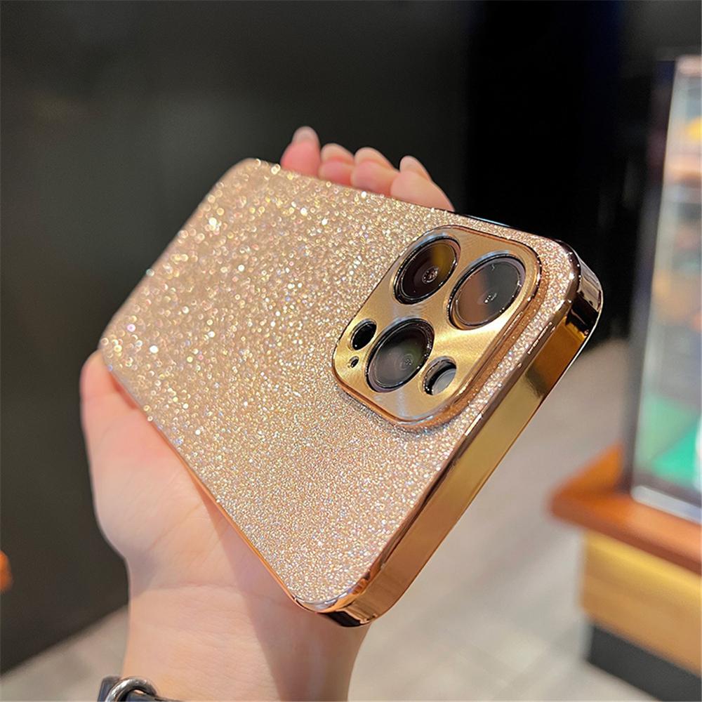 Luxury Plating Bling Glitter Rhinestones Gem Diamond Phone Case For iPhone 17 16 15 13 12 11 14 Pro Max Camera Protection Cover
