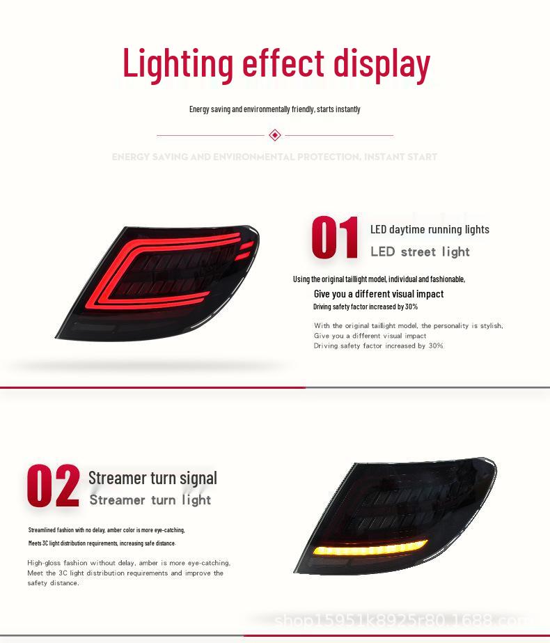 Compatible LED Taillight Assembly with Flowing Turn Signals for 07-14 Mercedes-Benz C-Class W204