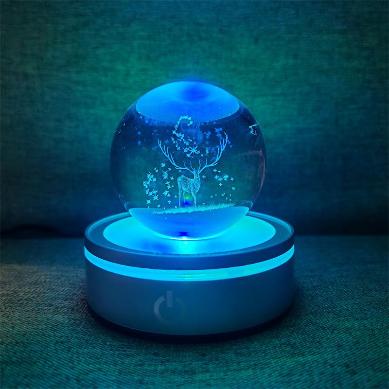 Veilleuse boule de cristal lumineuse planète galaxie astronaute 3D RVB lune lampe de table lampe d'ambiance décorations de table cadeaux pour enfants