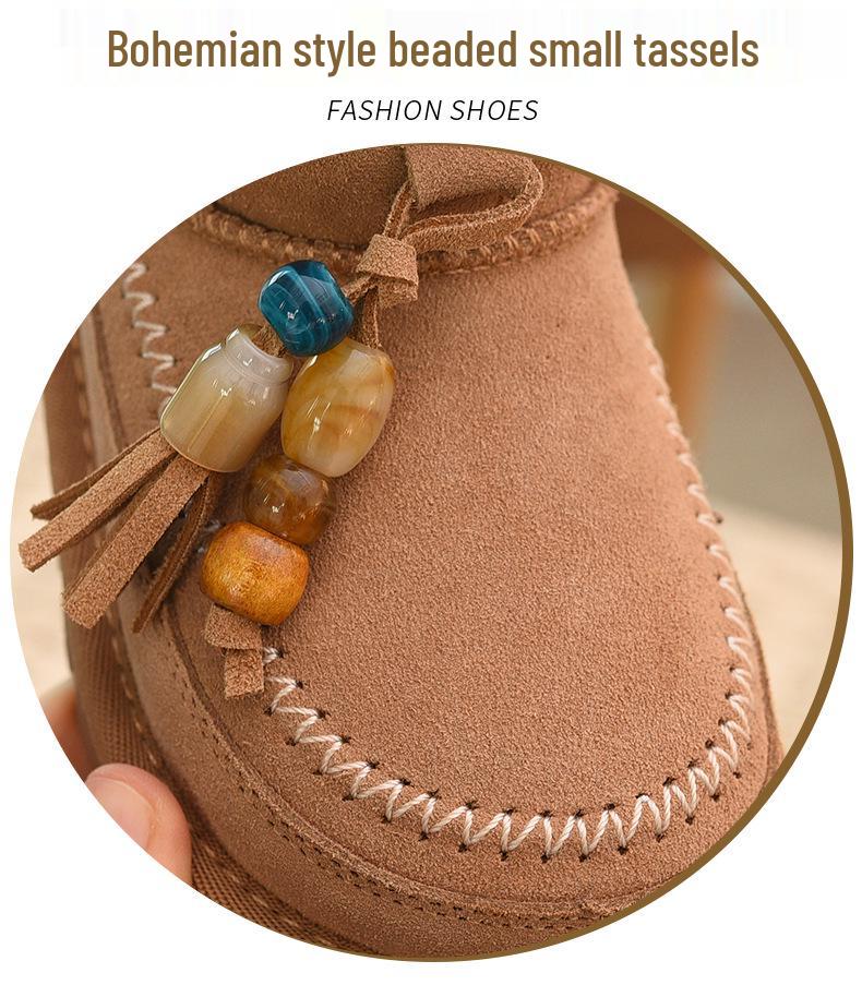 Girls' Fleece-Lined Snow Boots, 2025 Winter Collection, Warm, Stylish, Non-Slip, Short Cotton Boots for Little Girls.
