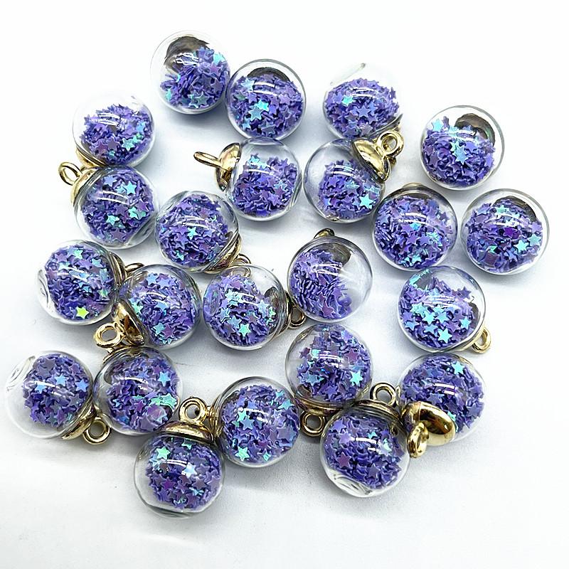 New 16mm Colorful Transparent Ball Glass Star/Round Charms Pendant Find Hair Accessories Jewelry Charms Earring