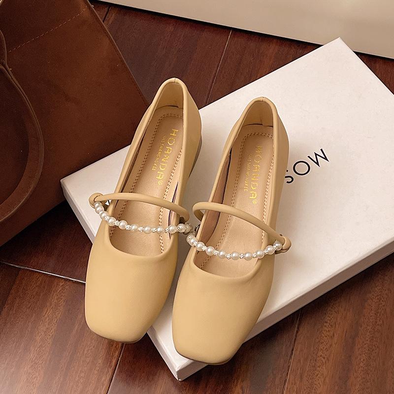 

Туфли Mary Jane Fairy с юбкой, маленькие кожаные туфли для девочек, весна-осень 2025 г., нежные туфли-ковши на плоской подошве для позднего вечера 40 абрикосовый