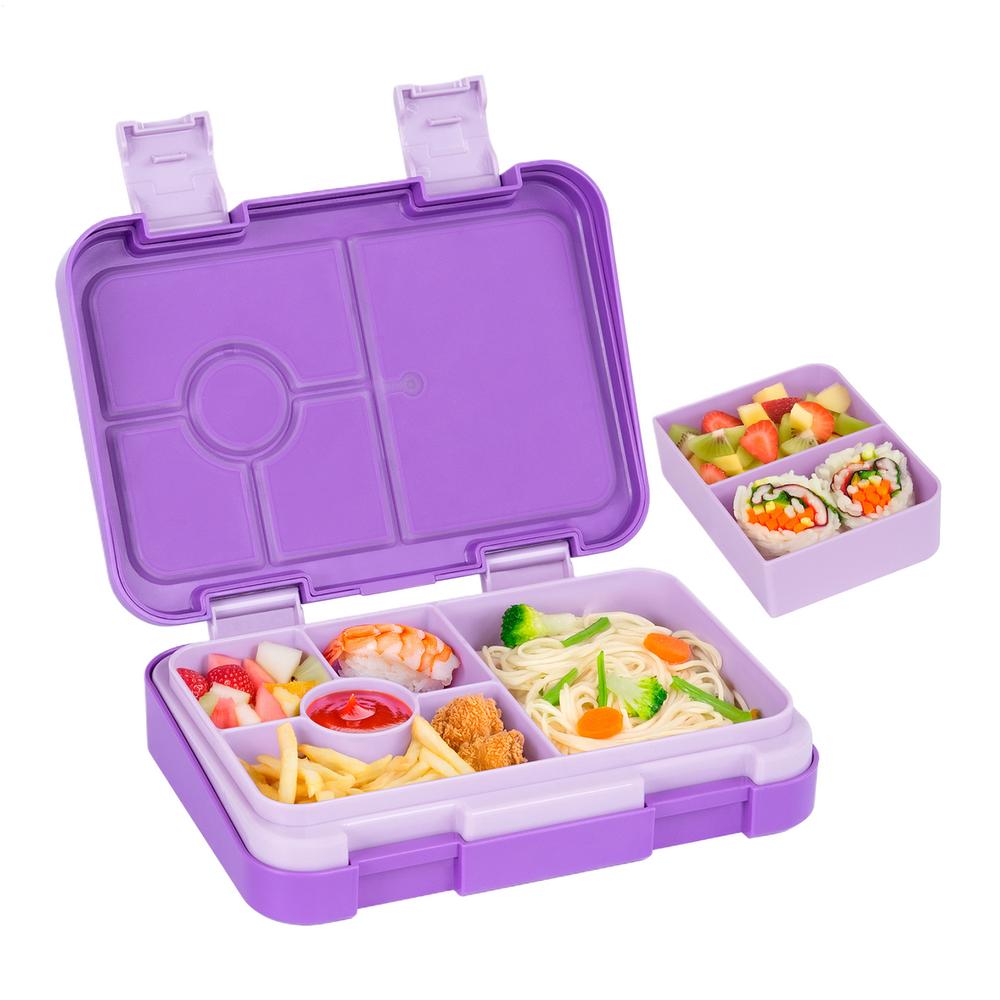 

Коробка для ланча бенто с отделениями, контейнер для еды ланчбокс, для микроволновой печи, для посудомоечной машины, контейнер для перекуса для школы, коробка для пикника фиолетовый