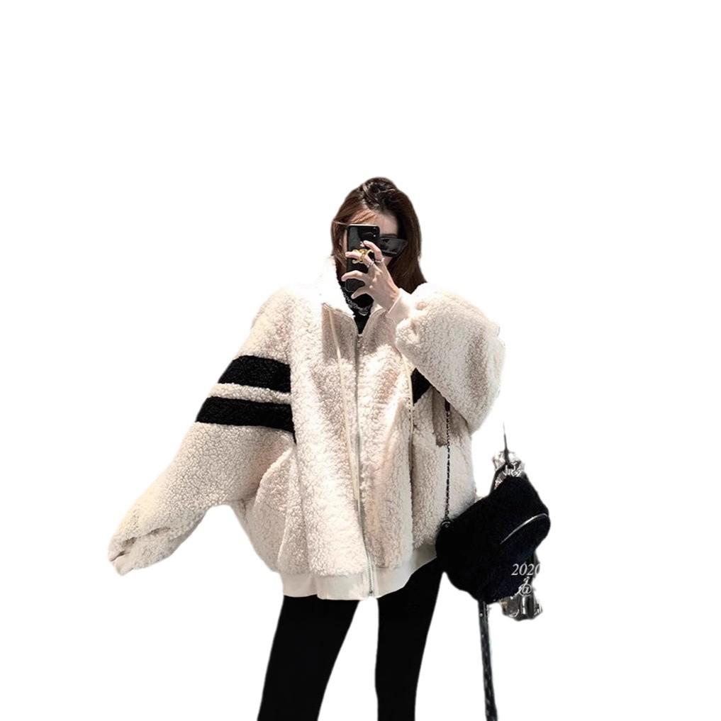Women's Plus Size 2024 Winter Thick Lambswool Zipper Coat