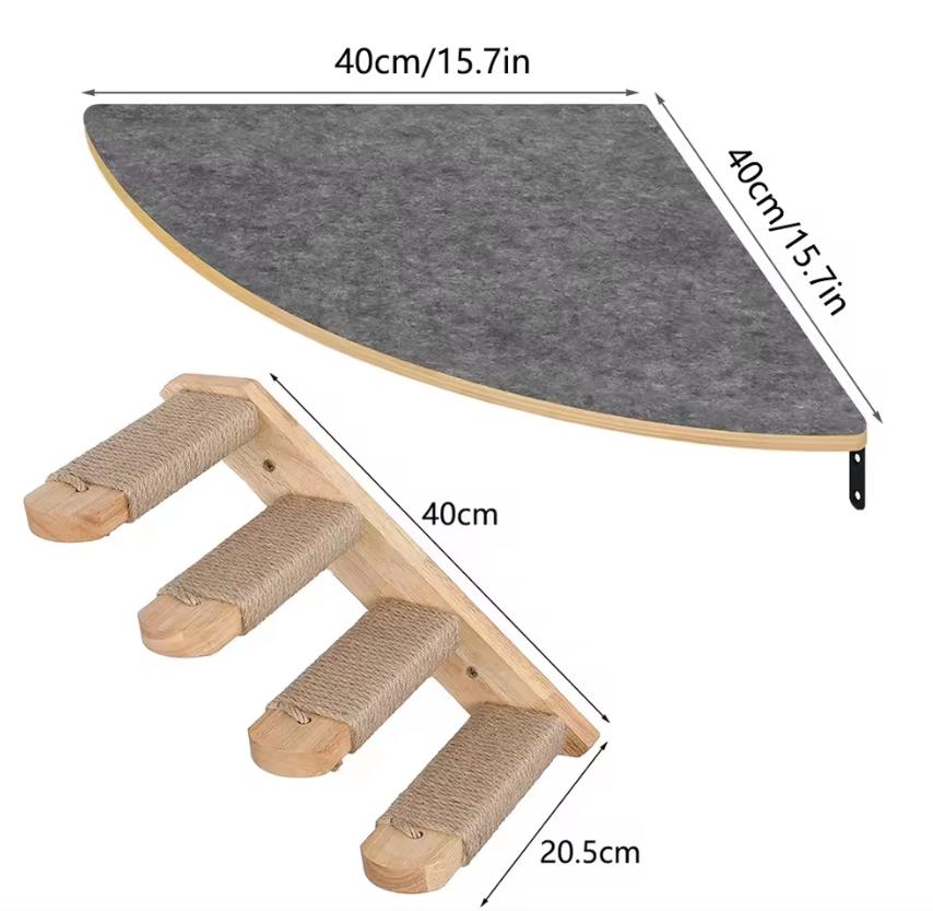 Wall Mounted Cat Climbing Shelves Hammock Wooden Cat Tree Tower Stairs House Cats Walk Playground Pet Furniture Accessories