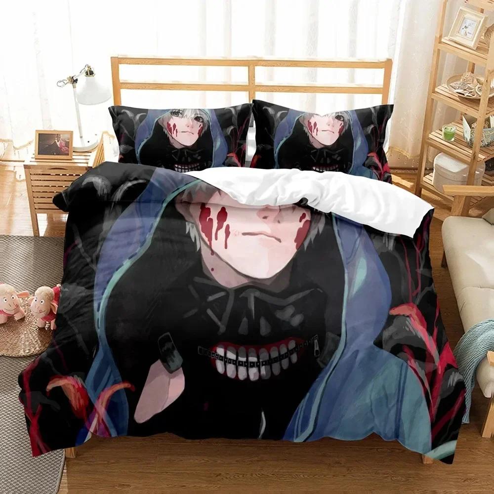 3D Print Anime Tokyo Ghoul Printed Bed Set Duvet Cover Pillowcase Bedding Set Bed Linen Sheet Quilt Cover Full Queen King Size