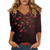Women's T Shirt Print 3/4 Sleeve Daily Weekend Fashion Basic V- Neck Regular Top