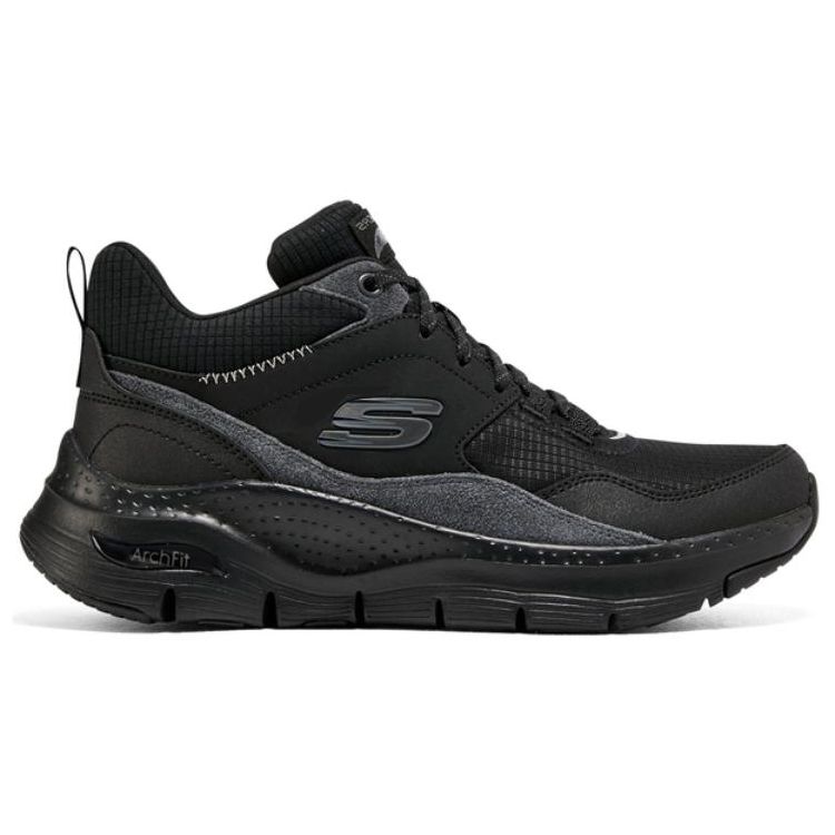Skechers Arch Fit Tessuto Pelle Sintetica Morbido Comodo Sportive Basse Lifestyle Scarpe Sneakers Donna Nere 149775-BBK