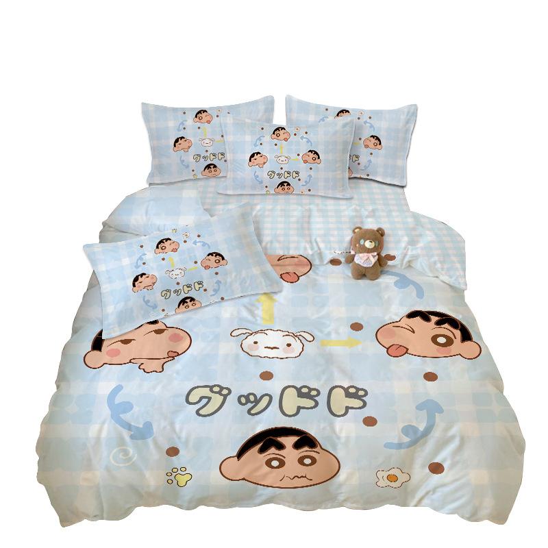 Boy Girl Crayon Shin-Chan Bedding Set Pillowcase 2/3/Pcs Shin-Chan Duvet Cover Adult Children Gift Single Double Large Size