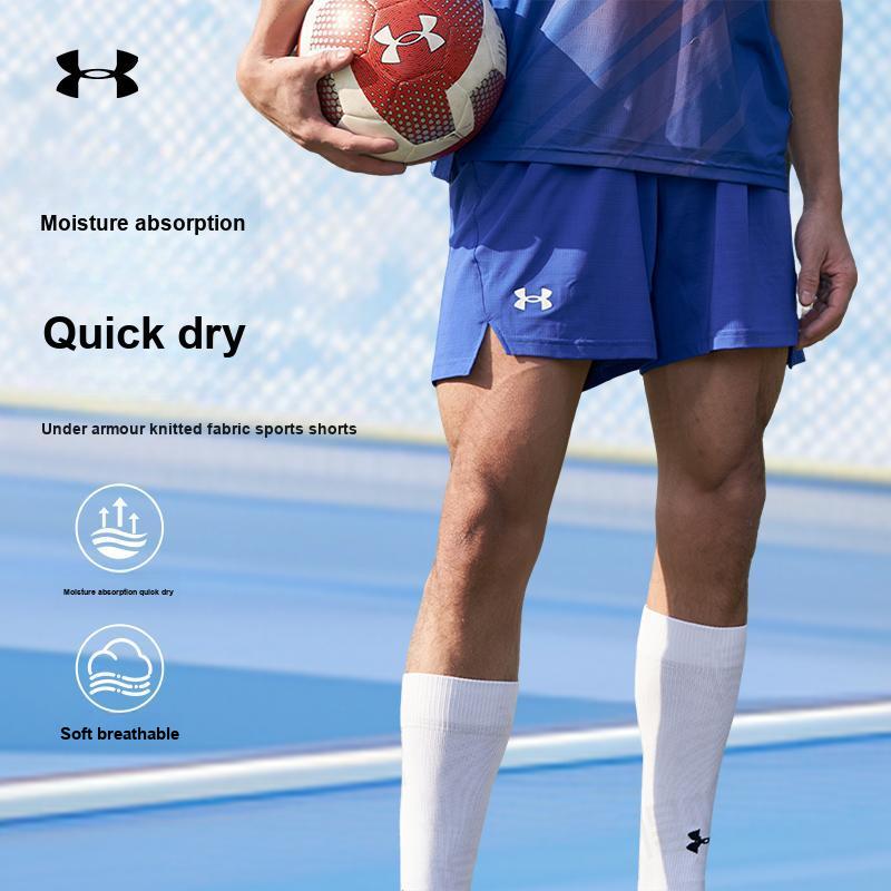 Under Armour Printed Logo Sports Solid Color Knitted Shorts Men Shorts Royal-Blue 22500208-400