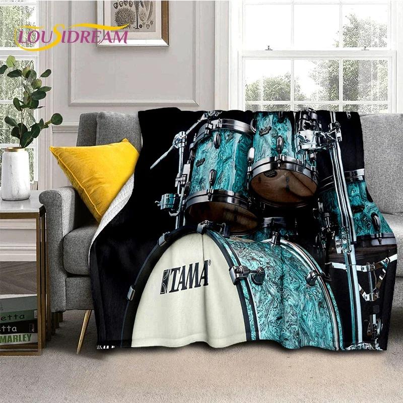 Style Music Instrument Drum Kit Throw Blanket Soft Cozy Blanket for Home Bedroom Bed Sofa Travel Child Gift