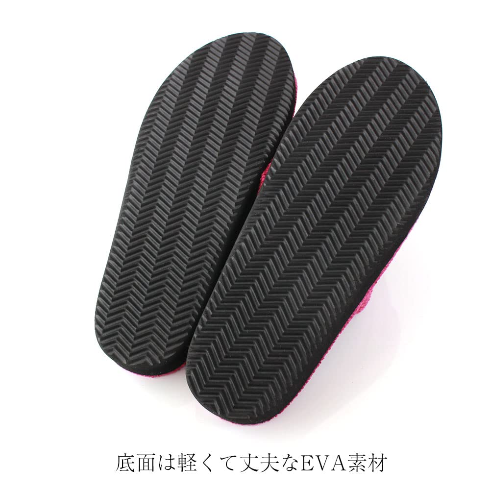 Gewebte Gesundheit Made in Health Rose [Chenilleband] Sandalen, Japan, Schwarz, Hausschuhe, (Rosa)